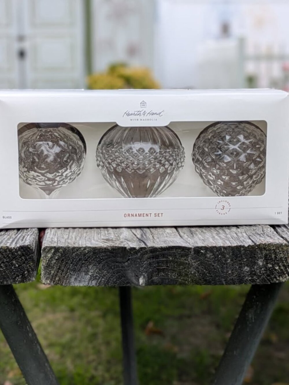 Hearth & Hand Magnolia Glass Bulb Christmas Ornaments Set of 3 NWT - Picture 2 of 8
